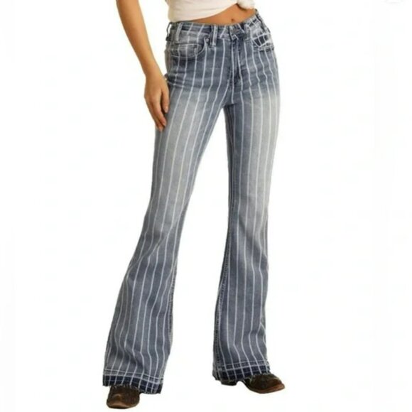 UNISEX ROCK AND ROLL DENIM HIGH RISE JEANS 32X32 - Picture 1 of 9